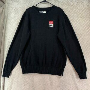 Bruzer Mens Large Sweater Black Pullover Crew Neck Logo Normcore Gorpcore